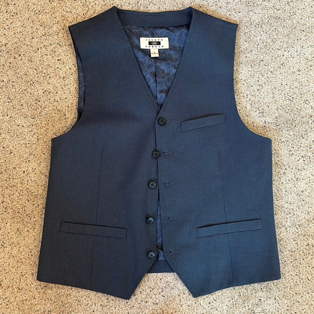 Joseph Abboud blue dress vest, small. Worn once or twice. Like new.